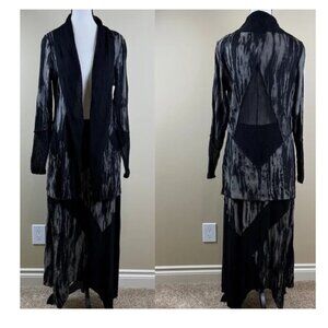 Cativa Jacket & Skirt Black Asymmetrical Multi-fabric Wearable Art Women Sz M